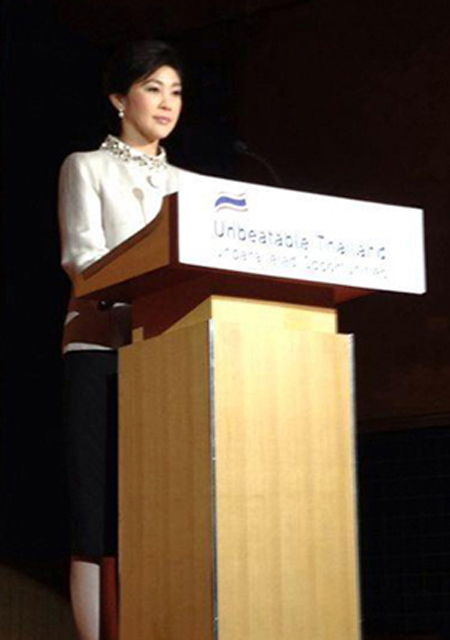 นายกรัฐมนตรี ขณะกล่าวสุนทรพจน์ ที่ประเทศญี่ปุ่น  ที่มาภาพ : http www.talkystory.comp=29621