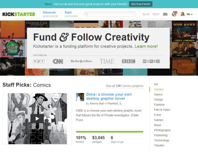 หน้าเว็บ Kickstarter.com