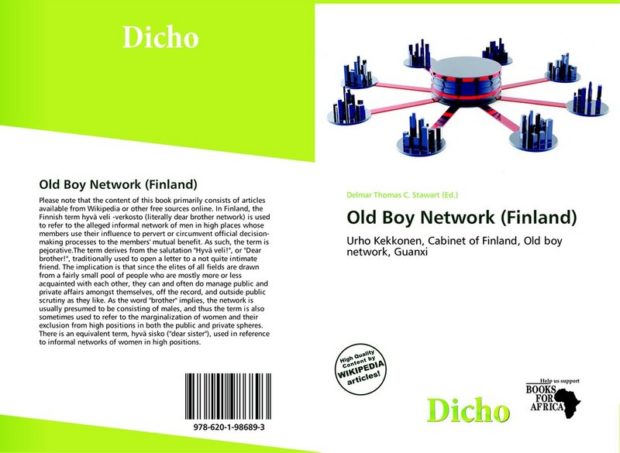 	หนังสือเรื่อง Old Boy Network (Finland) ของ Delmar Thomas C. Stuart หนังสือที่สะท้อนภาพการคอร์รัปชันในสังคมโปร่งใสของประเทศฟินแลนด์ เมื่อความสัมพันธ์ส่วนตัวมีอิทธิพลต่อการตัดสินใจใช้อำนาจรัฐซึ่งเป็นเรื่องของส่วนรวม ที่มาภาพ: https://www.morebooks.de