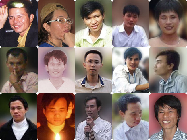 นักกิจกรรมทางศาสนา 15 คน ที่ถูกรัฐบาลเวียดนามจับในปี 2011 ที่มาภาพ : http://www.hrw.org/news/2011/09/30/vietnam-free-religious-activists-immediately