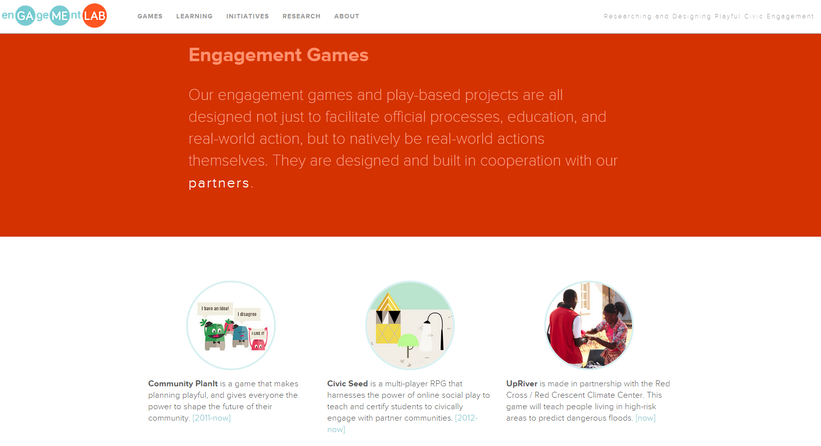 หน้า "engagement games" ของ EGL