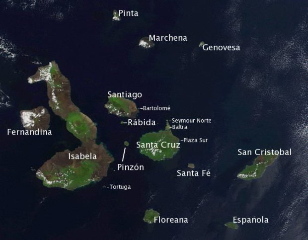 ทีมาภาพ : https://en.wikipedia.org/wiki/Gal%C3%A1pagos_Islands#/media/File:Galapagos-satellite-esislandnames.jpg