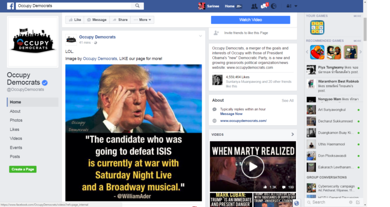 เพจ Occupy Democrats บนเฟซบุ๊ก