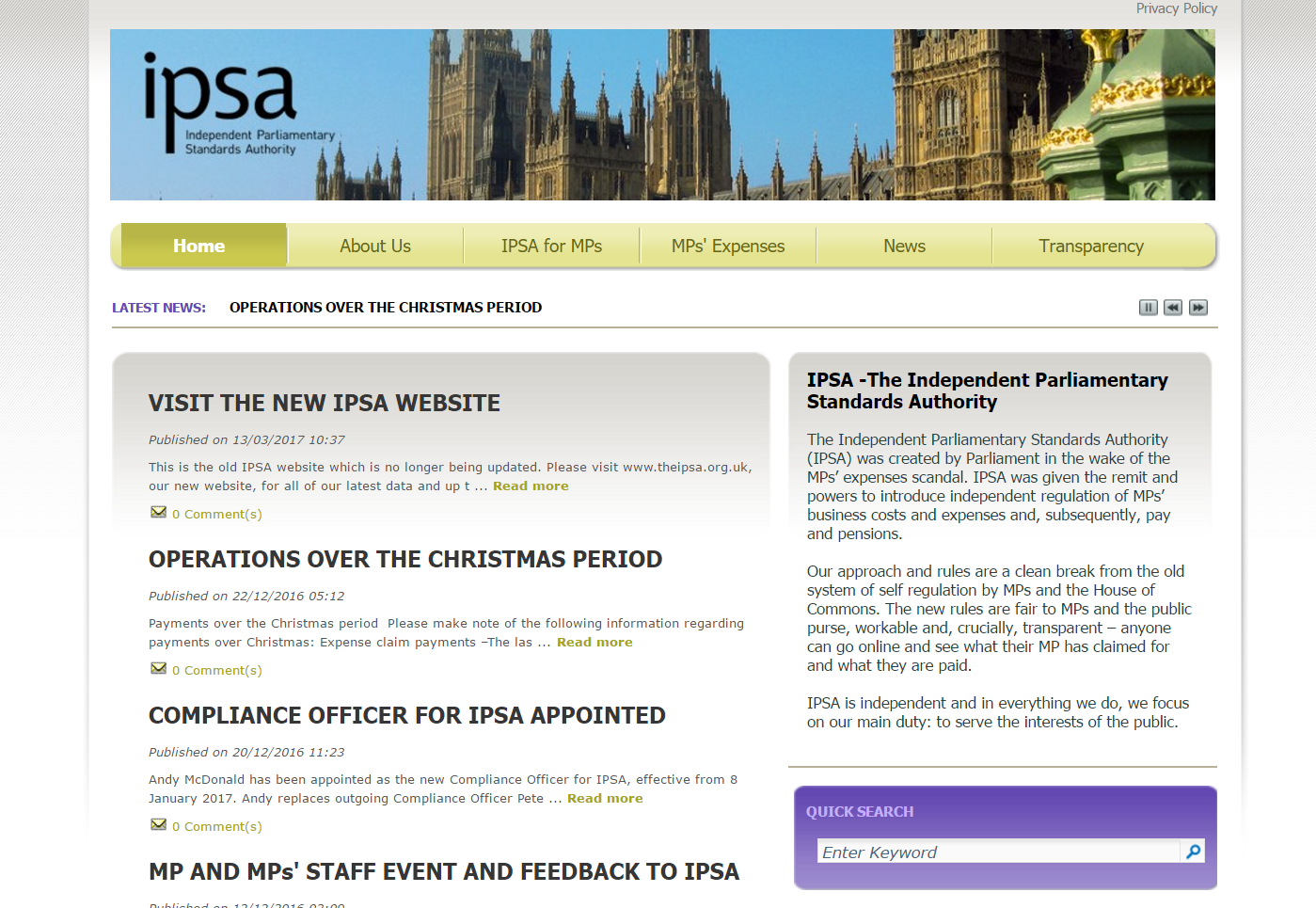 หน้าเว็บ IPSA