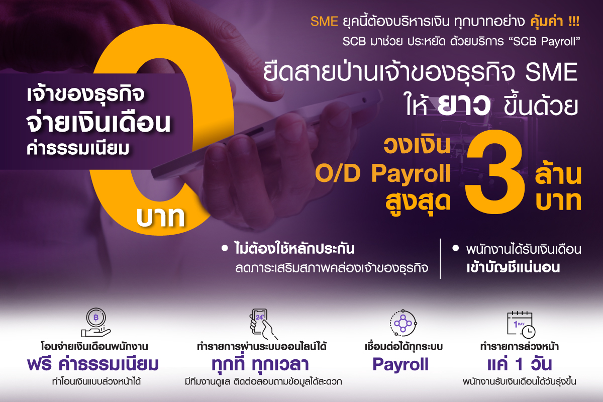 ไทยพาณิชย์จัดแคมเปญ O/D Payroll วงเงินกู้เบิกเกินบัญชีจ่ายเงินเดือนพนักงาน  ช่วย Sme - Thaipublica